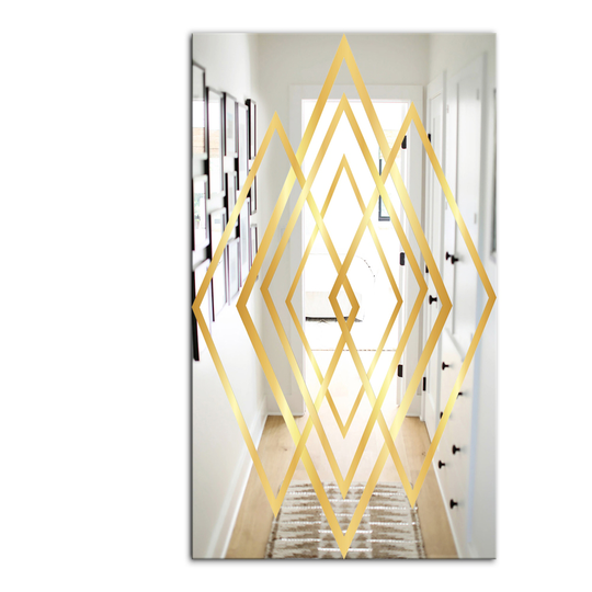 Designart Canada 23.6-in W x 35.4-in L Gold Rectangle Glam Polished Wall Mirror