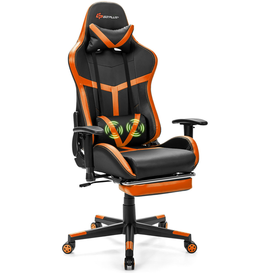 Costway Orange/Black Contemporary Ergonomic Adjustable Height Swivel Task Chair