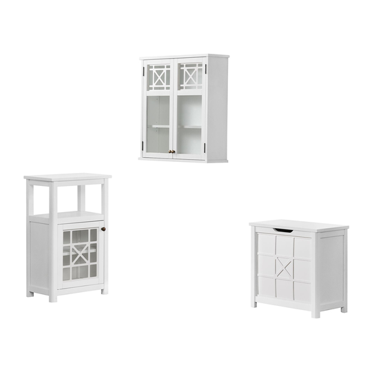 Alaterre Derby 27-in W x 29-in H x 8-in D White Pine Freestanding Linen Cabinet, Wall Mount Cabinet and Hamper