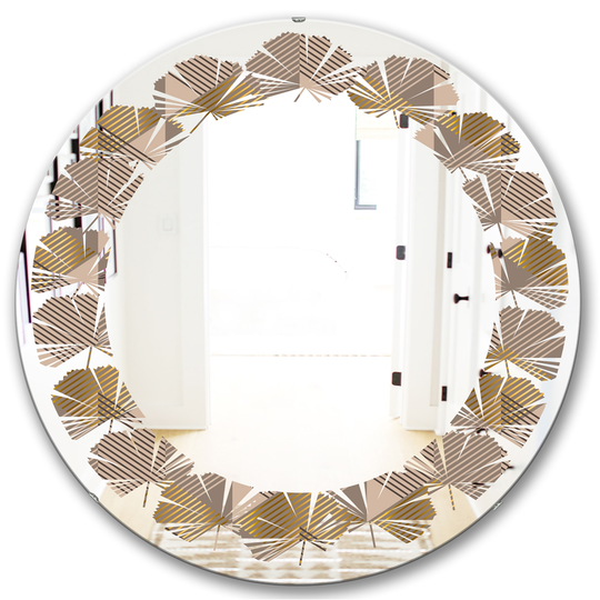 Designart 24-in Brown Round Retro Square Design VI Polished Wall Mirror