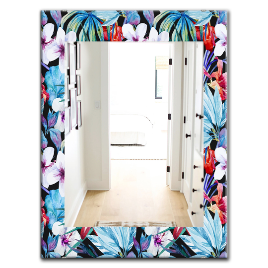 Designart Canada 35.4-in L x 23.6-in W Rectangle Obsidian Bloom Bohemian Polished Wall Mirror