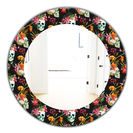 Designart 24-in x 24-in Black Obsidian Bloom Bohemian and Eclectic Mirror