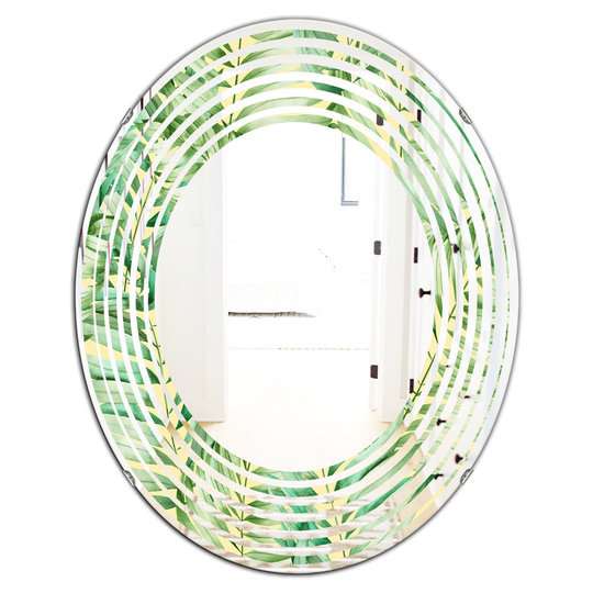 Designart Canada 23.7-in W x 31.5-in L Oval Tropical Retro Foliage Polished Wall Mirror