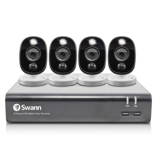 Swann 1080p HD 8 Channel 1TB DVR Security System 4 x PIR Outdoor Security Camera - SWDVK-845804WL