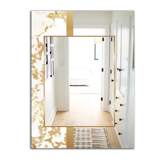 Designart Capital Gold Essential 16 Rectangular 35.4-in L x 23.6-in W Polished Glam Wall Mounted Mirror
