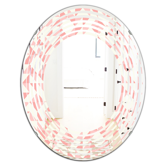Designart 31.5-in L x 23.7-in W Pink Oval Abstract Geometric Pattern Modern Polished Wall Mirror
