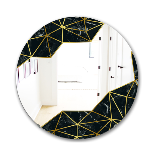 Designart Capital Gold Sleek 11 Round 24-in L x 24-in W Polished Glam Wall Mounted Mirror