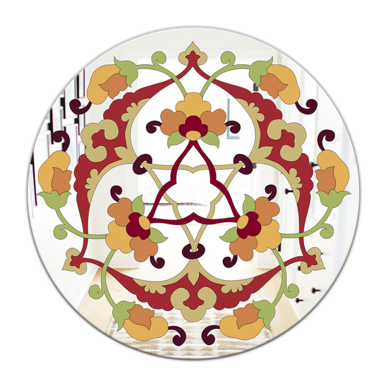 Designart Highs and Lows Pattern Round 24-in L x 24-in W Polished Country Red Wall Mounted Mirror