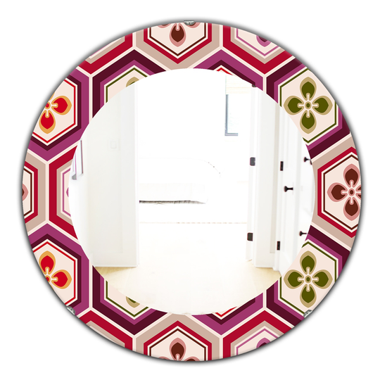 Designart Canada 24-in L x 24-in W Round Pink Honeycomb Polished Wall Mirror