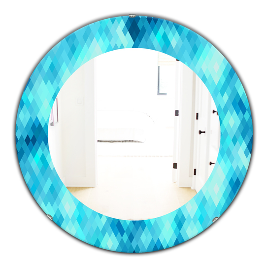 Designart 24-in x 24-in Blue Abstract Geometric Pattern with Rhombus Modern Mirror