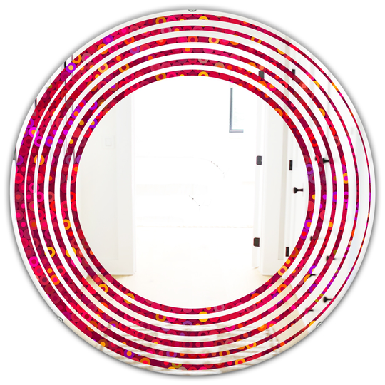 Designart 24-in x 24-in Circular Retro Design III Modern Round Decorative Mirror in Red
