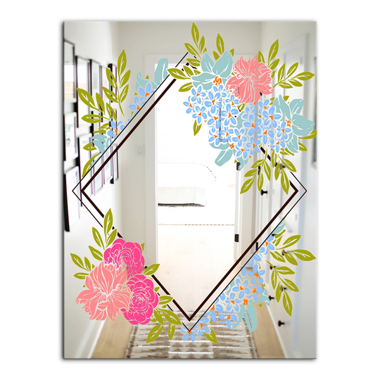 Designart Garland Sweet 31 Rectangular 35.4-in L x 23.6-in W Polished Country Green Wall Mounted Mirror