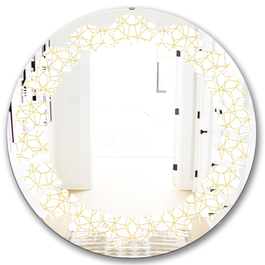Designart 24-in x 24-in Abstract Geometrical Modern Round Wall Mirror - Gold