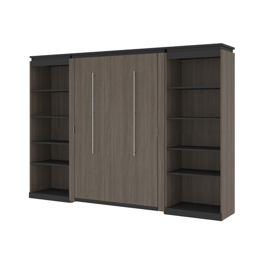 Bestar Orion Bark grey & Graphite Full Murphy Bed - Integrated Storage