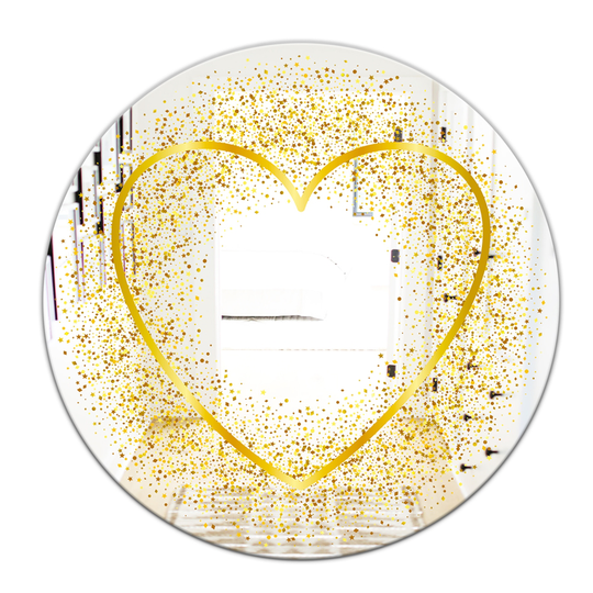 Designart Love and Glitter Round 24-in L x 24-in W Polished Glam Gold Wall Mounted Mirror