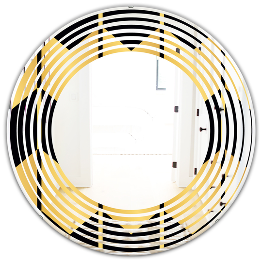 Designart 24-in x 24-in Gold Metallic Geometrics V Modern Round Wall Mirror