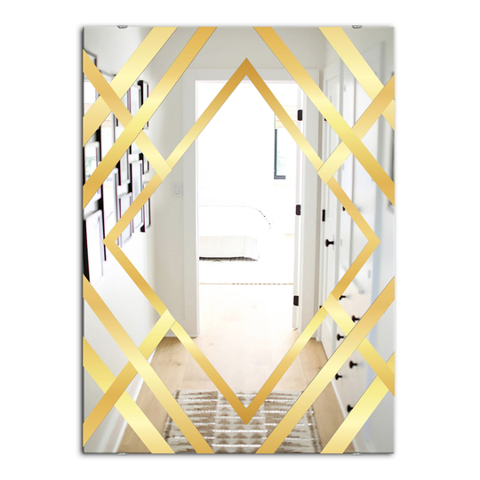 Designart Canada 35.4-in L x 23.6-in W Rectangle Gold Glam Polished Wall Mirror