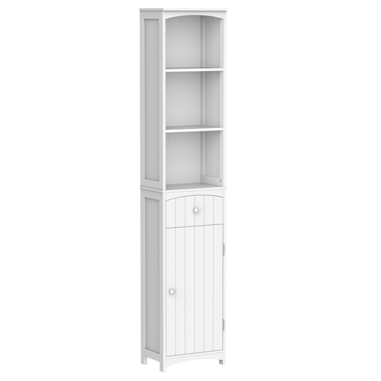 HomCom 13.5-in x 67-in x 9.5-in White MDF Freestanding Linen Cabinet