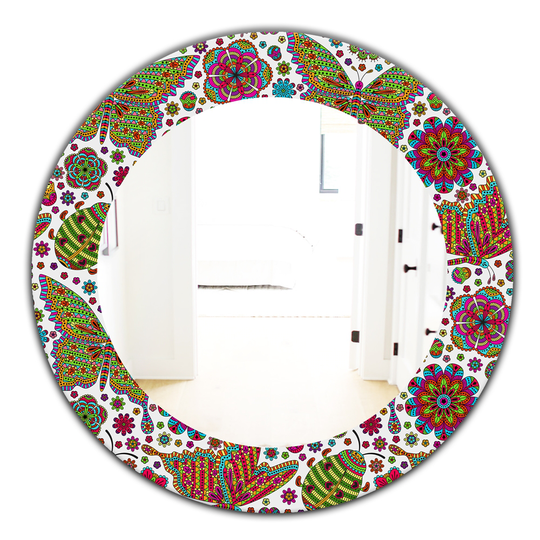 Designart 24-in x 24-in Green Butterfly Bohemian and Eclectic Mirror