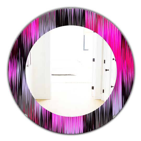 Designart Canada 24-in L x 24-in W Round Black and Purple Ikat Polished Wall Mirror