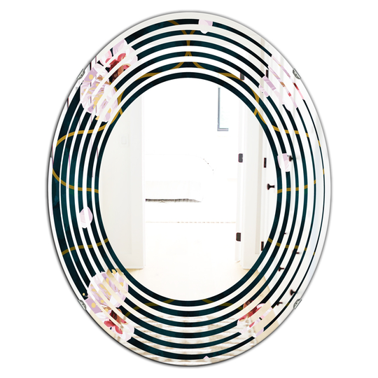 Designart 31.5-in Retro Pink Flower Pattern II Cottage Oval Wall Mirror