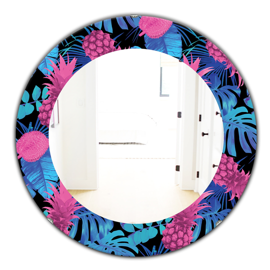 Designart 24-in x 24-in Black Tropical Mood Blue Bohemian and Eclectic Mirror