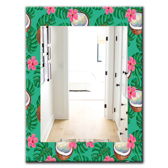 Designart 35.4-in x 23.6-in Tropical Mood Foliage Bohemian and Eclectic Mirror - Green