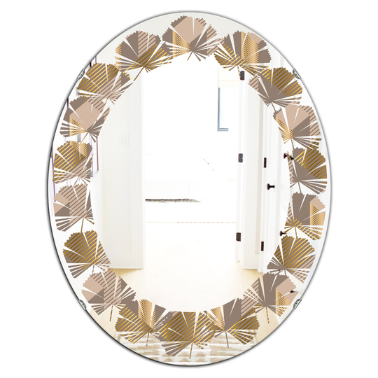 Designart Oval 31.5-in L x 23.7-in W Brown Retro Square Design V Polished Wall Mirror