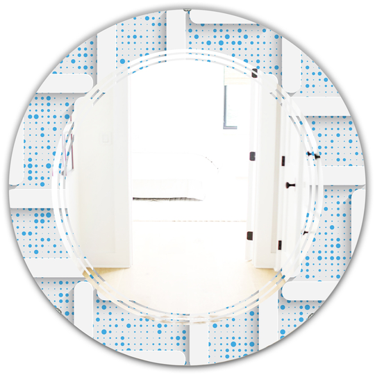 Designart 24-in Round 3D Light Blue and White Pattern I Polished Wall Mirror