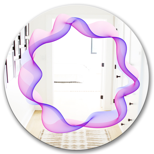Designart Abstract Round Round 24-in L x 24-in W Polished Modern Purple Wall Mounted Mirror