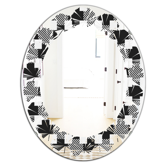 Designart 31.5-in Geometric Monochrome Pattern II Modern Oval Mirror in Black
