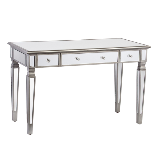 Southern Enterprises Ridgekit 48-in Silver Mirrored Modern 3-Drawer Desk