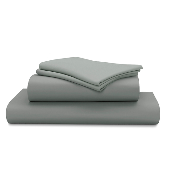 Myne California King Antibacterial Stone Grey Cotton Sateen Bed Sheet Set - 4-Piece